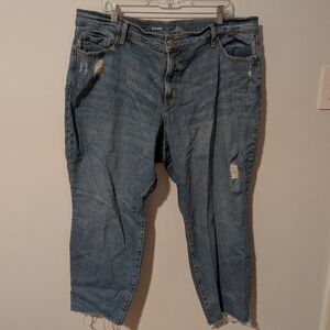 Old Navy Curvy High-Waisted OG Straight Distressed Light Wash Jeans Size 22